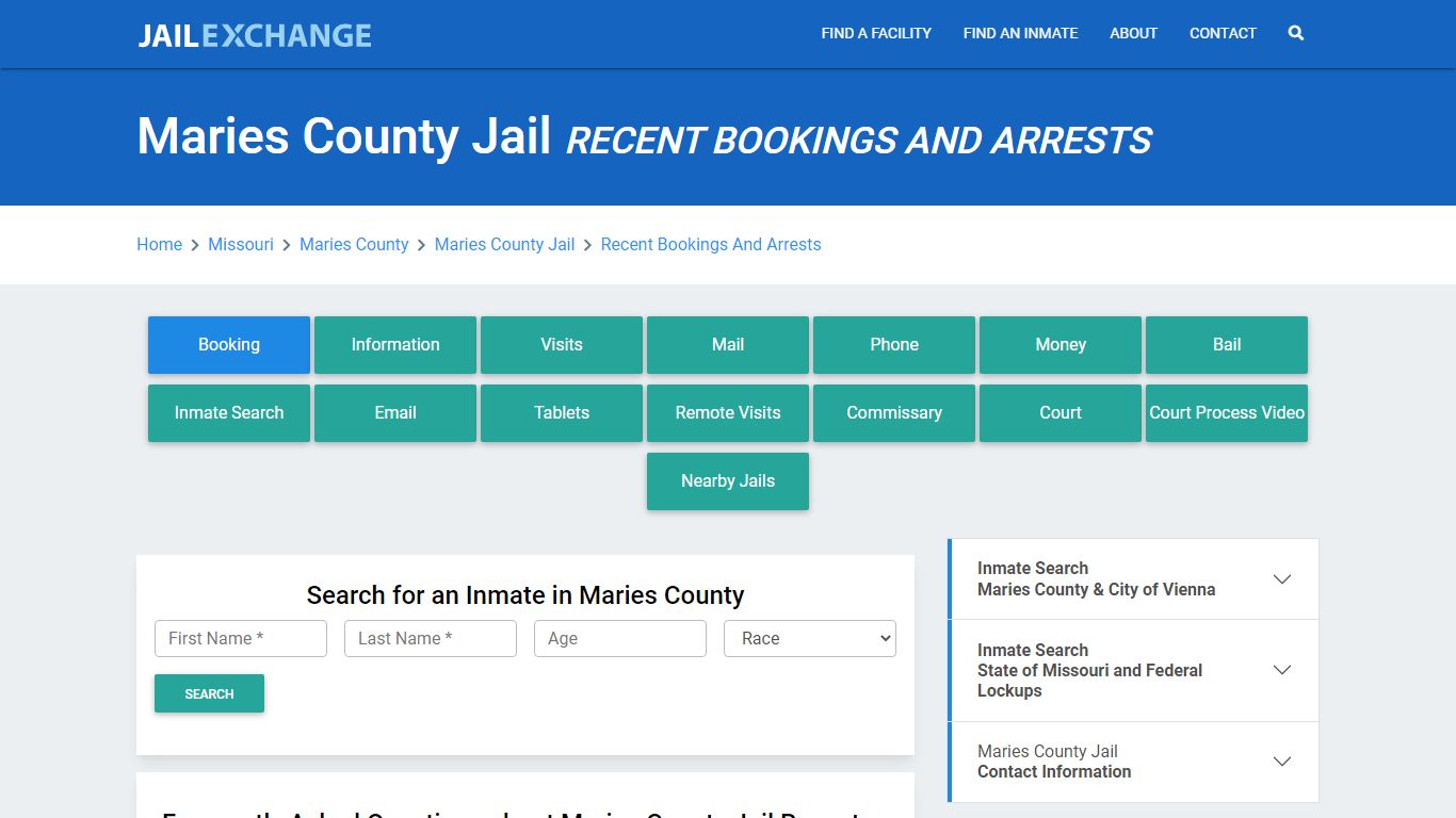 Maries County Jail Recent Bookings And Arrests - Jail Exchange